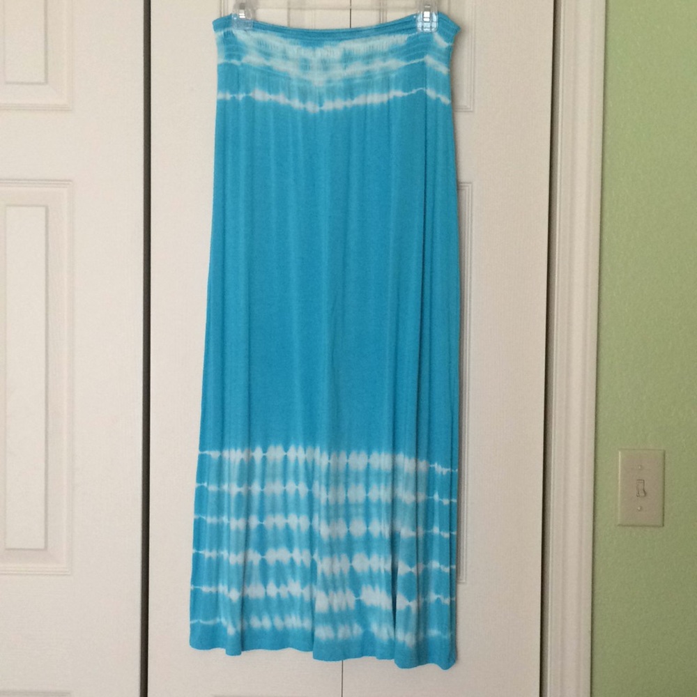 Blue and white tie dye justice long maxi skirt